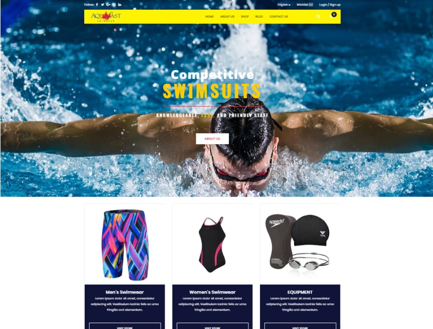 AquaFast Swimwear website